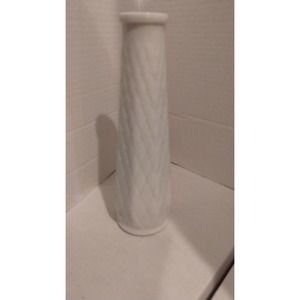 8 5/8" Vintage White Milk Glass E.O. Brody M147 Diamond Quilted Pattern Bud Vase
